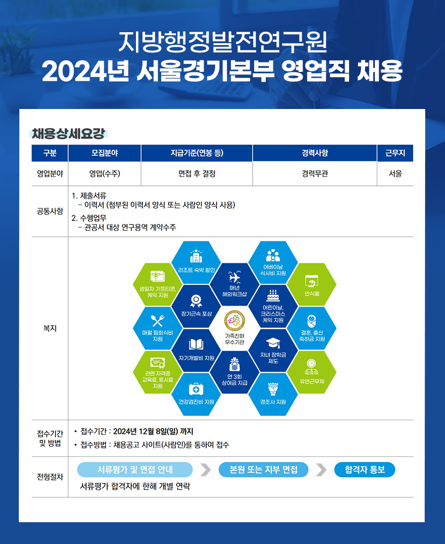 [지방행정발전연구원] 지방행정발전연구원 서울경기본부 영업직 채용 - 사람인